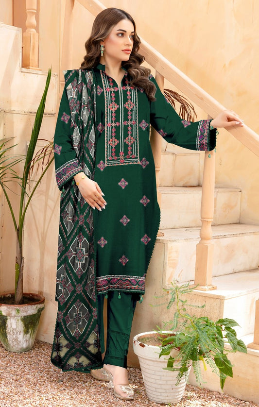 MUSHQ | DHANAK 3 PIECE UNSTICHED FULL HEAVY EMB SUIT WITH HEAVY EMB SHAWL FOR WINTER 2025-26