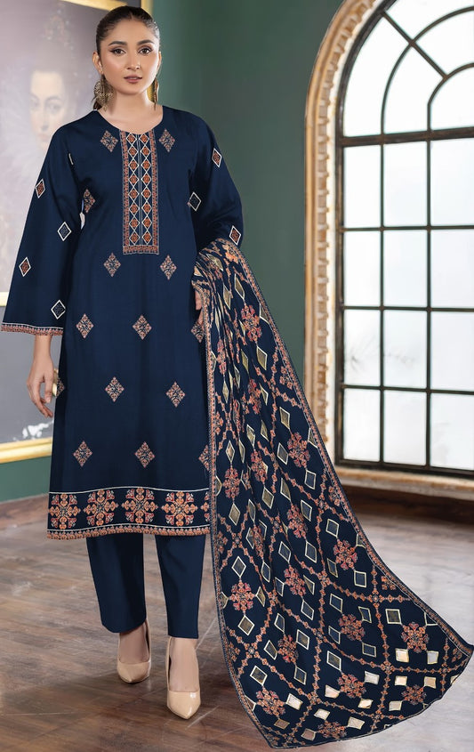 BAREEZE | DHANAK 3 PIECE UNSTICHED FULL HEAVY EMB SUIT WITH HEAVY EMB SHAWL FOR WINTER 2025-26