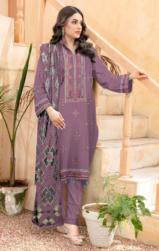 BAREEZE | DHANAK 3 PIECE UNSTICHED FULL HEAVY EMB SUIT WITH HEAVY EMB SHAWL FOR WINTER 2025-26
