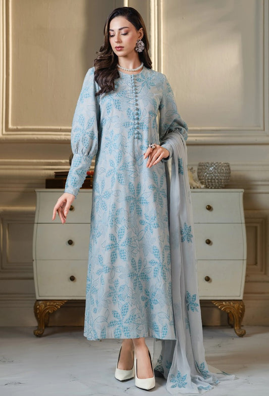 BAREEZE | LAWN 3 PIECE UNSTICHED FULL HEAVY EMB SUIT WITH CUTWORK READY TO WEAR DUBATA FOR SUMMER 2026