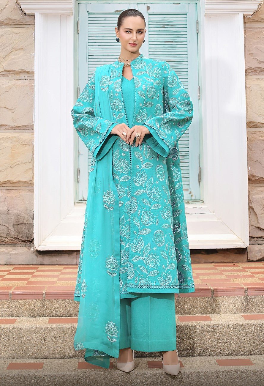 BAREEZE | LAWN 3 PIECE UNSTICHED FULL HEAVY EMB SUIT WITH CUTWORK READY TO WEAR DUBATA FOR SUMMER 2026